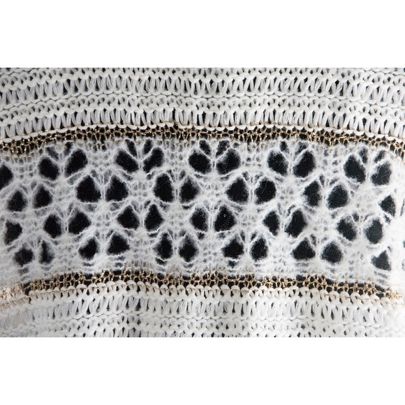Desigual Gold Cream Open Knit Plunge Sweater L - Picture 5 of 5